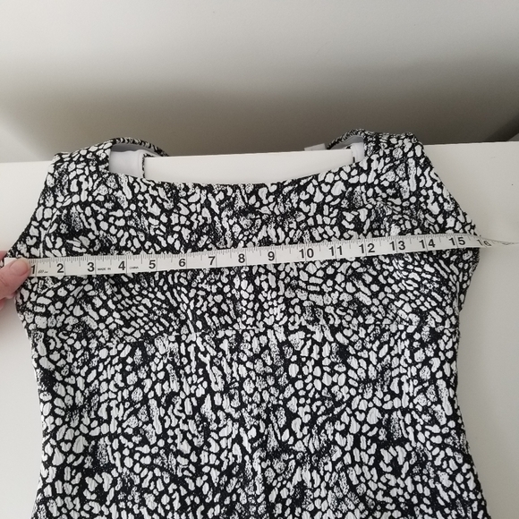 Cache Black/White Speckled Print Sleeveless Stretchy Midi Dress Size 6 - Picture 7 of 12